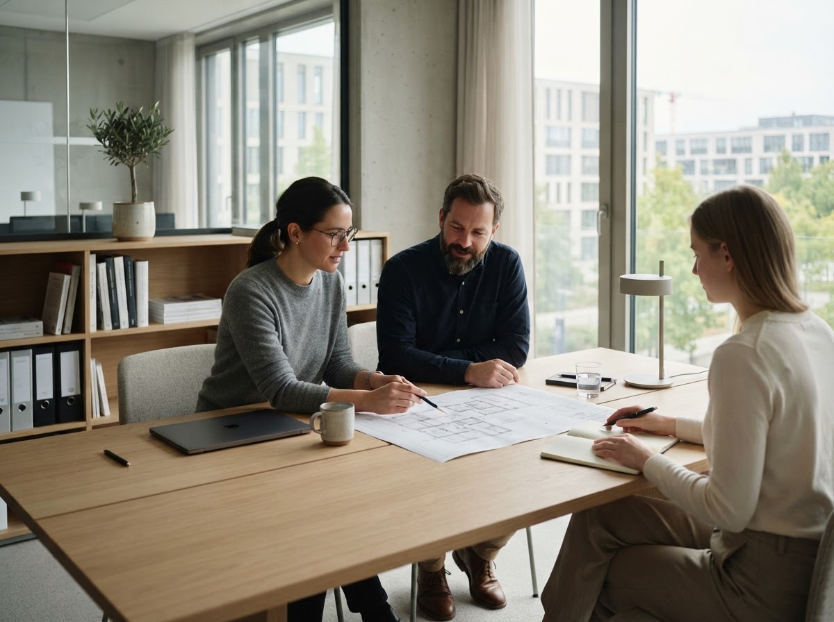 Zénitéri Analyse analysts reviewing portfolio data in a quiet, orderly office setting